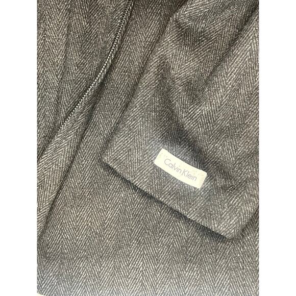 Calvin Klein Men’s XL Charcoal Herringbone Wool-Blend Zip Jacket Quilted Lining - Picture 2 of 10